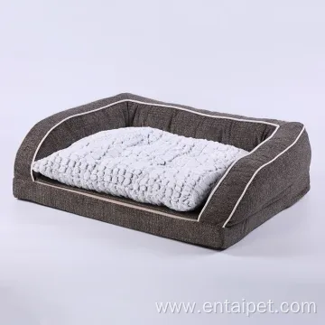 Faux Fur Dog Removeable Sofa Rectangular Bolster Bed